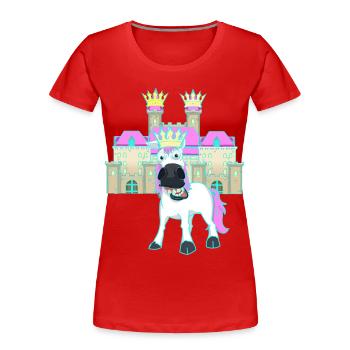 Château Licorne Roi Conte de fées Royaume Enfant Bébé - T-shirt bio Premium Femme - rouge - Devant - Mia (176cm)