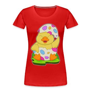 Oeuf de Pâques de Pâques canard - T-shirt bio Premium Femme - rouge - Devant - Mia (176cm)