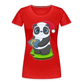 Forfait Noël Panda - T-shirt bio Premium Femme - rouge - Devant - Mia (176cm)