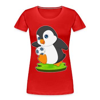 Penguin Soccer Player Soccer - Women's Premium Organic T-Shirt - red - Front - Mia (176cm)