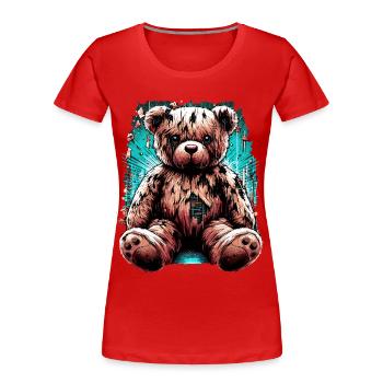 Vintage Teddy Bear Cuddly Bear - Women's Premium Organic T-Shirt - red - Front - Mia (176cm)