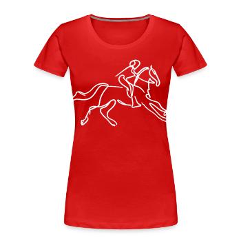 Horseback Riding Drawing - Women's Premium Organic T-Shirt - red - Front - Mia (176cm)