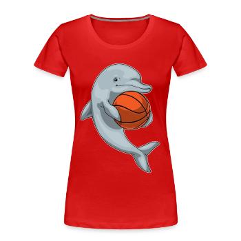 Dolphin Basketball Player Basketball - Women's Premium Organic T-Shirt - red - Front - Mia (176cm)
