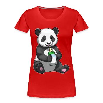 Panda Baby Milk Bottle - Women's Premium Organic T-Shirt - red - Front - Mia (176cm)