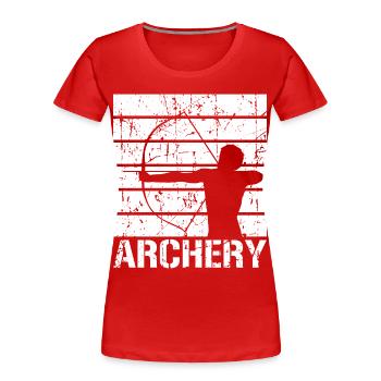 Tir à l’arc amusant - T-shirt bio Premium Femme - rouge - Devant - Mia (176cm)