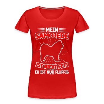 Samoyed is just fluffy sled dog - Women's Premium Organic T-Shirt - red - Front - Mia (176cm)
