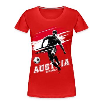 Fußball Österreich Austria Flagge Fahne Spieler - Frauen Premium Bio T-Shirt - Rot - Vorne - Mia (176cm)