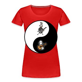 Hardrock vs Akustik Yin Yang alles im Einklang - Frauen Premium Bio T-Shirt - Rot - Vorne - Mia (176cm)