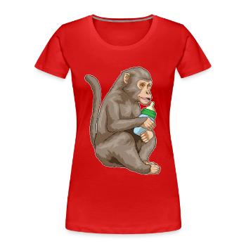 Monkey Baby Bottle - Women's Premium Organic T-Shirt - red - Front - Mia (176cm)