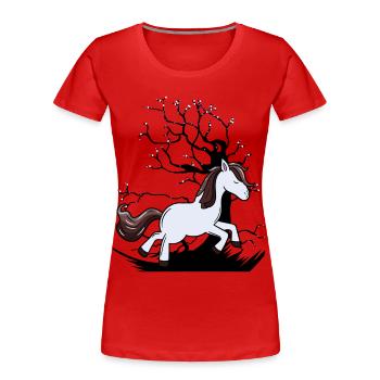 Cheval sauvage Poney Chevaux Enfant Enfants - T-shirt bio Premium Femme - rouge - Devant - Mia (176cm)