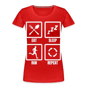 Läufer Routine - Frauen Premium Bio T-Shirt - Rot - Vorne - Mia (176cm)