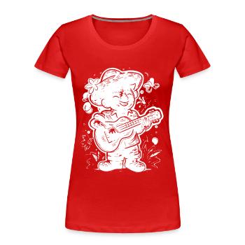 Graphismes du joueur de ukulélé - T-shirt bio Premium Femme - rouge - Devant - Mia (176cm)