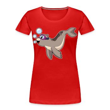 Seal Diver Swimming Goggles Diving - Women's Premium Organic T-Shirt - red - Front - Mia (176cm)