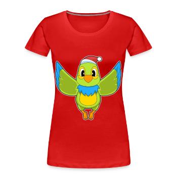 Chapeau de père Noël perroquet - T-shirt bio Premium Femme - rouge - Devant - Mia (176cm)