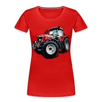 Traktor rot (M F) 6715S - Frauen Premium Bio T-Shirt - Rot - Vorne - Mia (176cm)