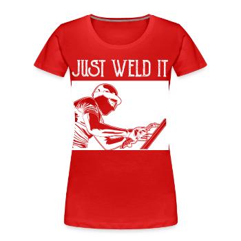 Il suffit de le souder - T-shirt bio Premium Femme - rouge - Devant - Mia (176cm)
