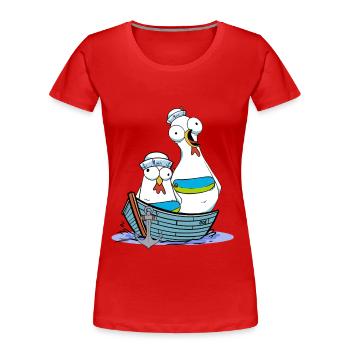 Huhn Matrose Seemann maritim Anker Ahoi Reise - Frauen Premium Bio T-Shirt - Rot - Vorne - Mia (176cm)