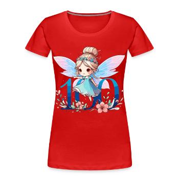 100 Jahre Fee Elfe süß Geburtstag Geschenk - Frauen Premium Bio T-Shirt - Rot - Vorne - Mia (176cm)