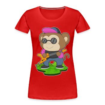 Affe Musiker Gitarre Musik - Frauen Premium Bio T-Shirt - Rot - Vorne - Mia (176cm)