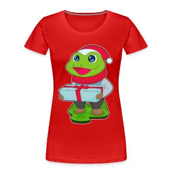 Forfait de Noël grenouille - T-shirt bio Premium Femme - rouge - Devant - Mia (176cm)
