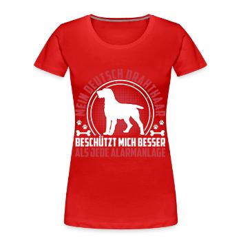 German wirehaired dog protects me better - Women's Premium Organic T-Shirt - red - Front - Mia (176cm)