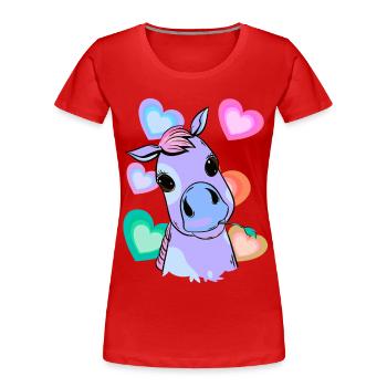 Fantasy Herz Pony bunt farbenfreudig Kind Baby - Frauen Premium Bio T-Shirt - Rot - Vorne - Mia (176cm)
