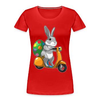 Trottinette de Pâques Bunny - T-shirt bio Premium Femme - rouge - Devant - Mia (176cm)