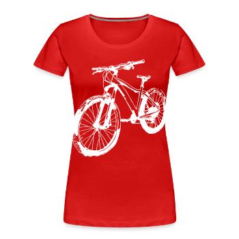 Art de la ligne de vélo de montagne - T-shirt bio Premium Femme - rouge - Devant - Mia (176cm)