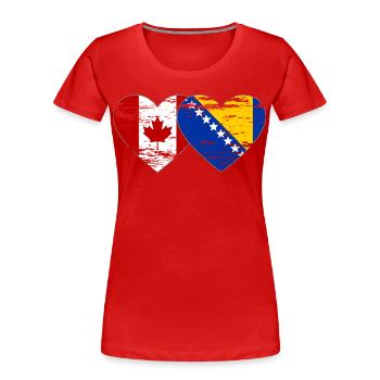 Canada Bosnie drapeau coeur utilisé - T-shirt bio Premium Femme - rouge - Devant - Mia (176cm)