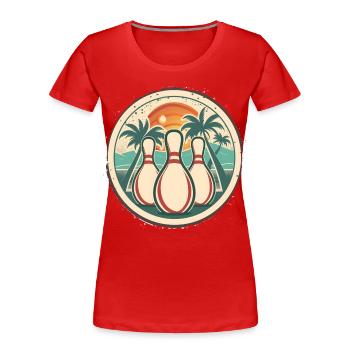 Graphismes de bowling - T-shirt bio Premium Femme - rouge - Devant - Mia (176cm)