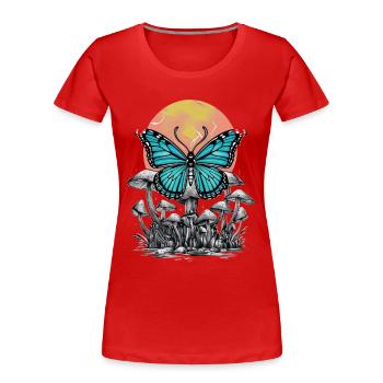 Fairycore Mystic Butterfly champignon forestier enchanté - T-shirt bio Premium Femme - rouge - Devant - Mia (176cm)