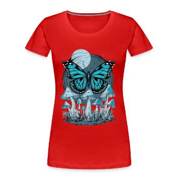 Fairycore Mystic Butterfly champignon forestier enchanté - T-shirt bio Premium Femme - rouge - Devant - Mia (176cm)