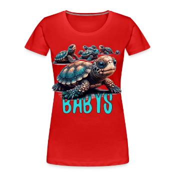 Tortoise Turtles Babies Gift - Women's Premium Organic T-Shirt - red - Front - Mia (176cm)