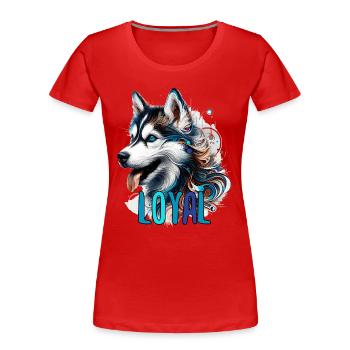 Husky Welpe süß loyal Hund Geschenk - Frauen Premium Bio T-Shirt - Rot - Vorne - Mia (176cm)