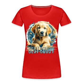 Golden Retriever chiot mignon famille chien cadeau - T-shirt bio Premium Femme - rouge - Devant - Mia (176cm)