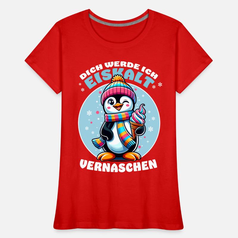 Lustiger Pinguin mit Eis – Cooler Spruch Frauen Premium Bio T-Shirt