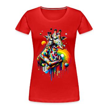 Giraffen Duo - Bunte Serengeti - Frauen Premium Bio T-Shirt - Rot - Vorne - Mia (176cm)