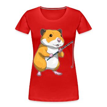 Canne à pêche Hamster Pêcheur Canne à pêche - T-shirt bio Premium Femme - rouge - Devant - Mia (176cm)