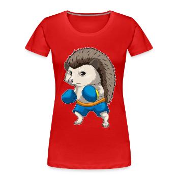 Igel Boxer Boxhandschuhe Boxen - Frauen Premium Bio T-Shirt - Rot - Vorne - Mia (176cm)