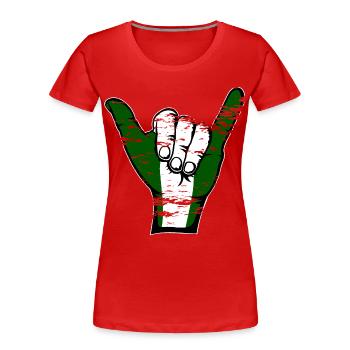 Drapeau du Nigeria Symbole de surf utilisé - T-shirt bio Premium Femme - rouge - Devant - Mia (176cm)