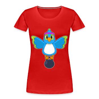Perroquet Bodybuilder Haltère Musculation - T-shirt bio Premium Femme - rouge - Devant - Mia (176cm)