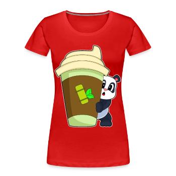 Panda Coffee to go Mug - Women's Premium Organic T-Shirt - red - Front - Mia (176cm)