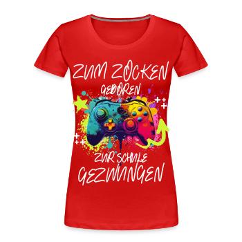 Farbenfroher Controller Gaming Print Pro Gamer - Frauen Premium Bio T-Shirt - Rot - Vorne - Mia (176cm)