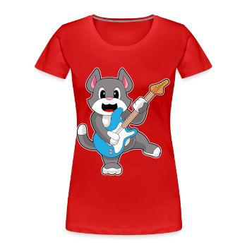 Katze Musiker Gitarre Musik - Frauen Premium Bio T-Shirt - Rot - Vorne - Mia (176cm)