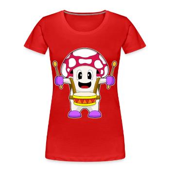 Mushroom Musician Drum Music - Women's Premium Organic T-Shirt - red - Front - Mia (176cm)