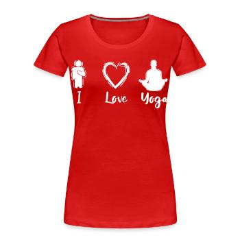 J’adore le yoga - T-shirt bio Premium Femme - rouge - Devant - Mia (176cm)
