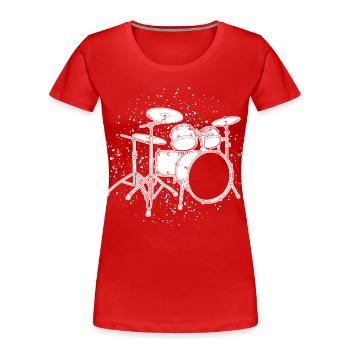 Drumkit Zeichnung - Frauen Premium Bio T-Shirt - Rot - Vorne - Mia (176cm)