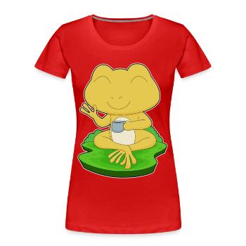 Frosch Tasse Kaffee - Frauen Premium Bio T-Shirt - Rot - Vorne - Mia (176cm)