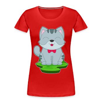Cat Bow - Women's Premium Organic T-Shirt - red - Front - Mia (176cm)