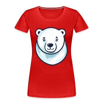 Polar Bear Head (comic) - Women's Premium Organic T-Shirt - red - Front - Mia (176cm)